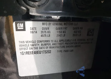 2014 Chevrolet Volt from USA, damaged, VIN 1G1RE6E48EU173202